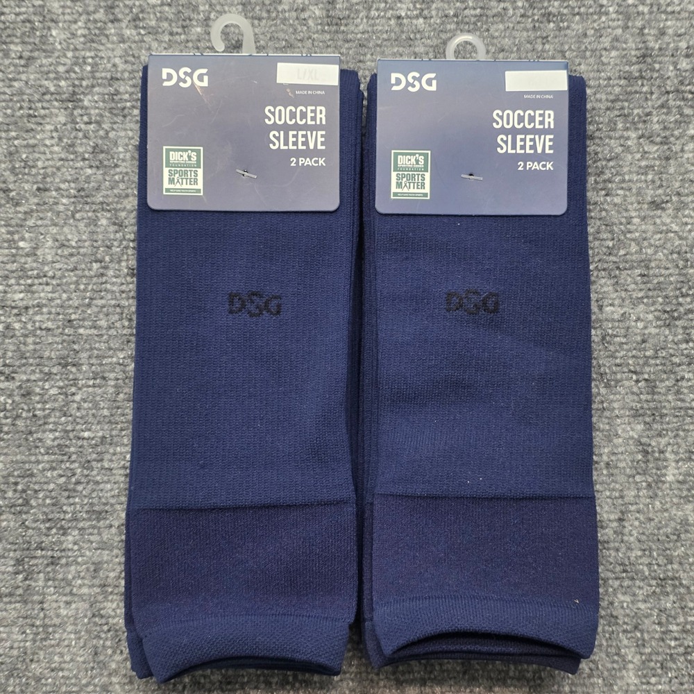DSG Soccer Sleeves 2 Pack Lot of 2 Navy Blue L/XL Youth Boys Shin Guard Socks